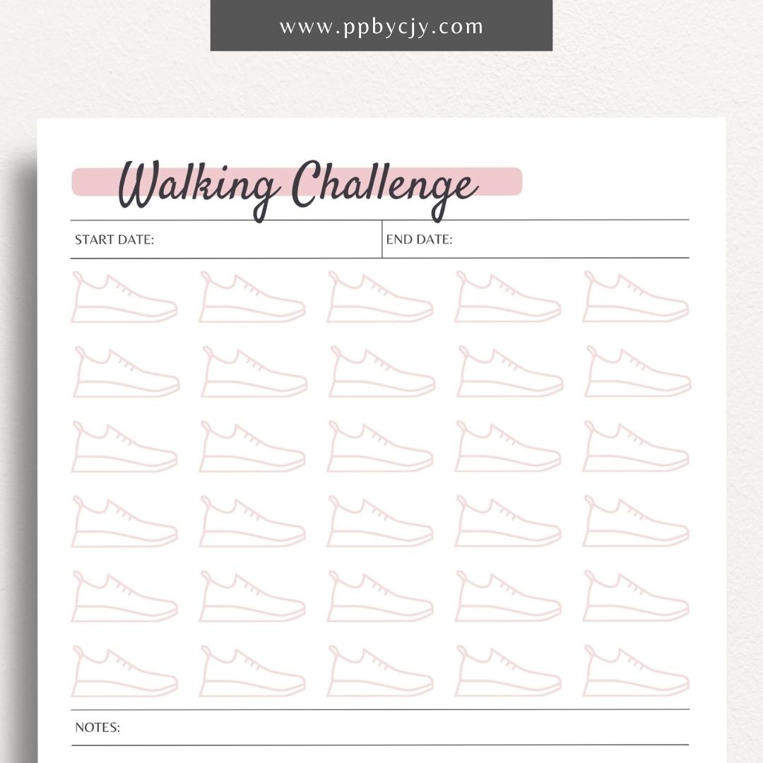 printable template page with columns and rows related to walking tracking