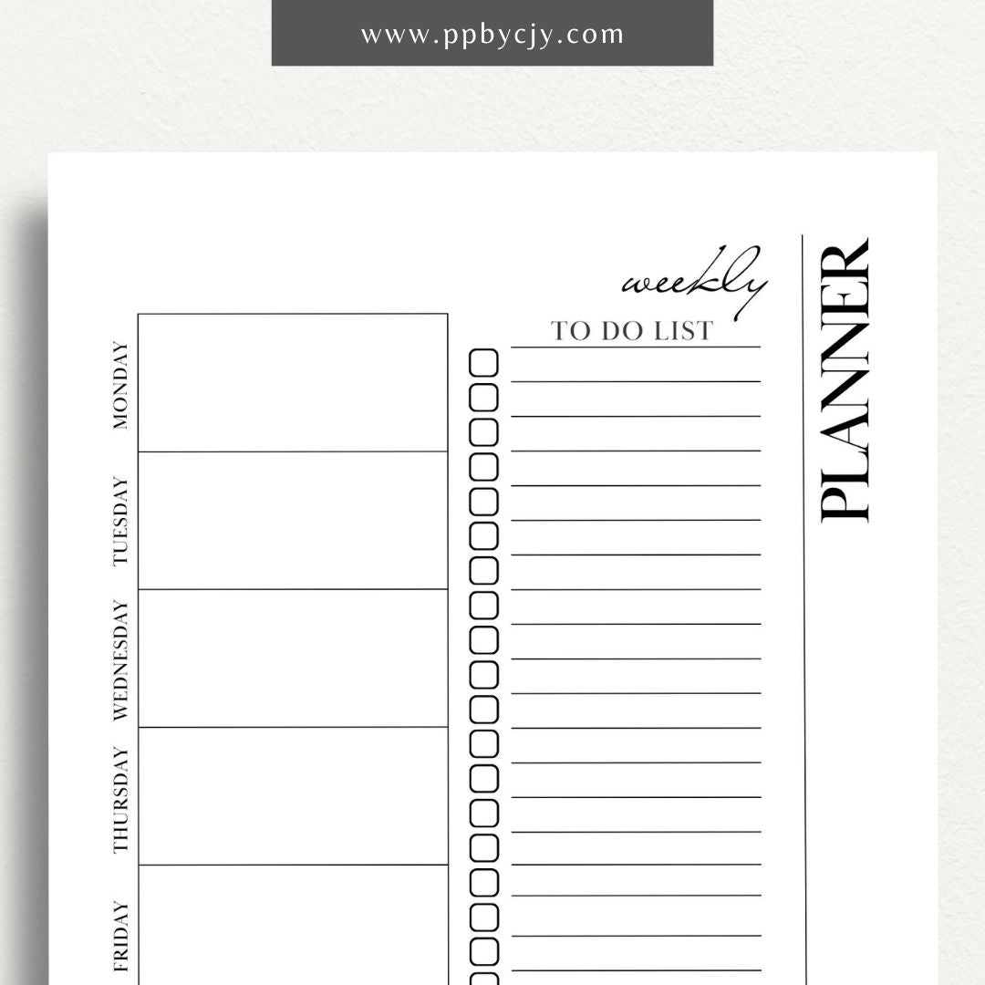 Undated Weekly Planner Printable Template – Digital download for organizing and managing weekly schedules, tasks, and goals without predefined dates, offering flexibility to start anytime