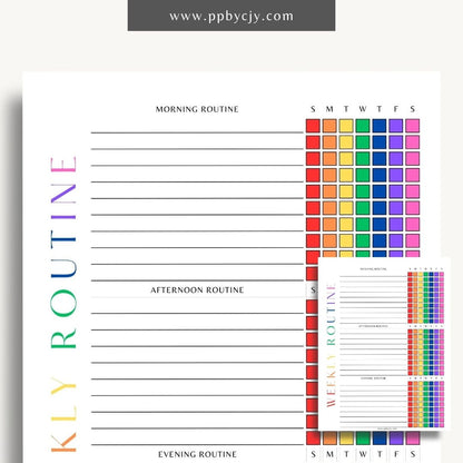 Undated Weekly Routine Printable Template – Digital download for planning and organizing weekly routines, including daily activities, tasks, and goals, with no set dates for flexibility