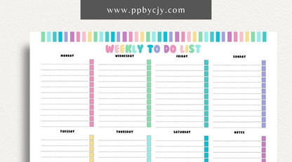 Visual representation of printable weekly to-do list template with tasks and checkboxes.