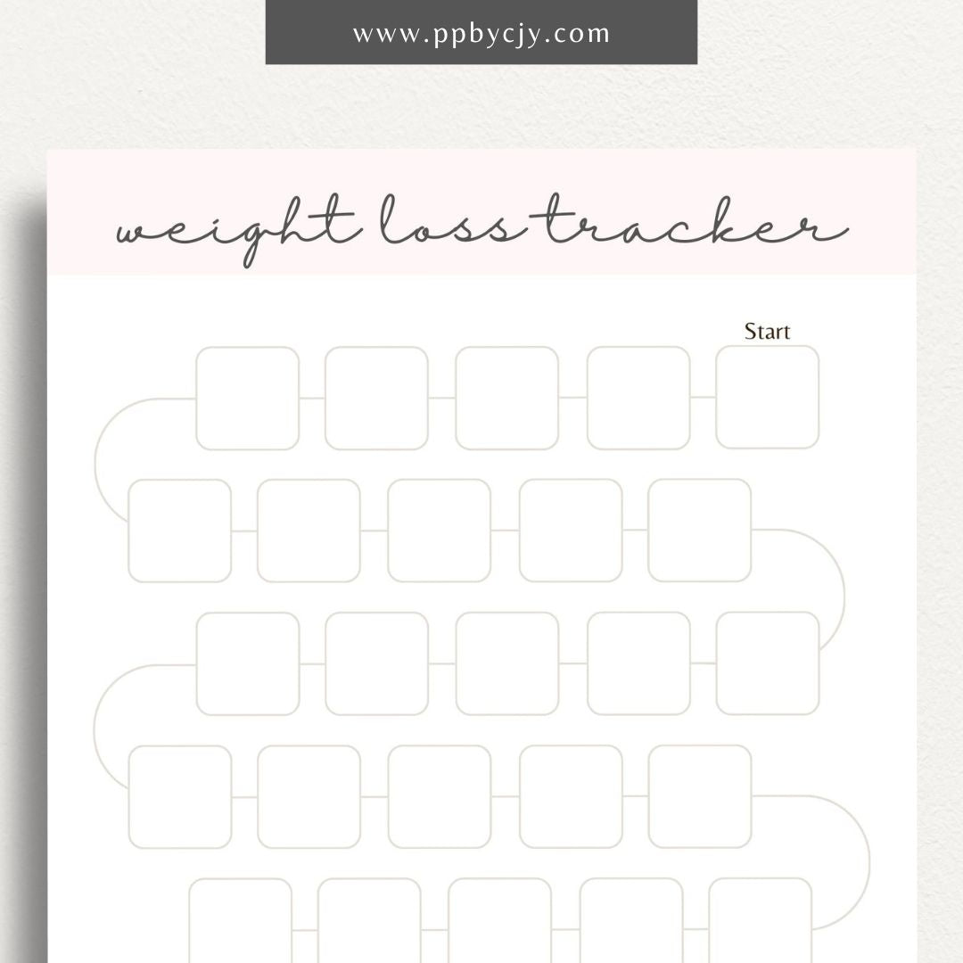  printable template page with columns and rows related to weight loss tracking